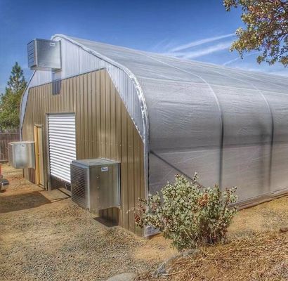 Invernadero de hidroponía de doble arco para flores y tomates con soplador de aire caliente/calentador de agua caliente