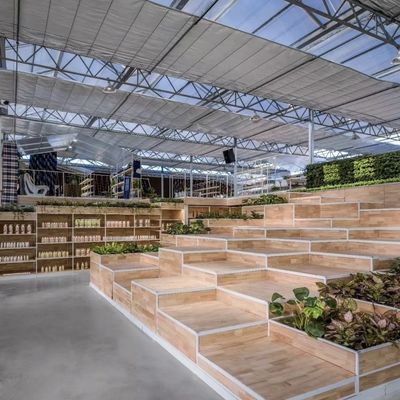 Invernadero de vidrio flotante para vegetales Diseño multi-espacio Solicitud personalizada aceptada