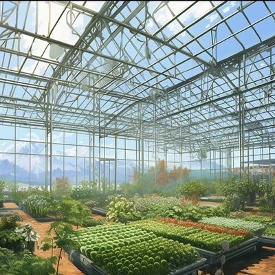 Invernadero de cristal de estructura de acero para el cultivo de vegetales grande y multifuncional