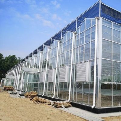 Sistema de cultivo hidropónico Invernadero de vidrio para techos de doble capa en forma de techo tipo